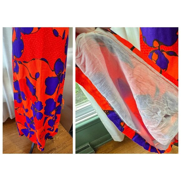 Vintage 70s maxi dress, orange bodice, empire waist, puff short sleeves - Picture 9 of 9